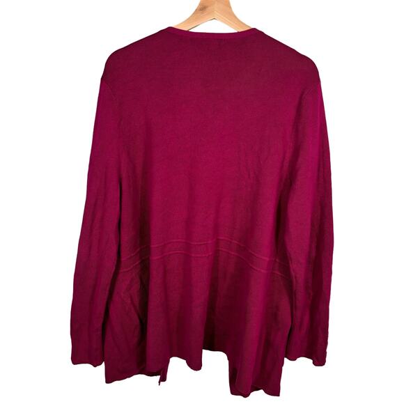 Talbots Cardigan Womens Size XL Burgundy Knitted Button Sleeve Open Front Comfy - Picture 2 of 10